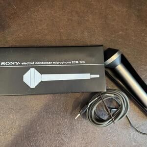 Vintage Sony Electret Condenser Microphone ECM-19B W/ Case/Manual/Box MINT Cond